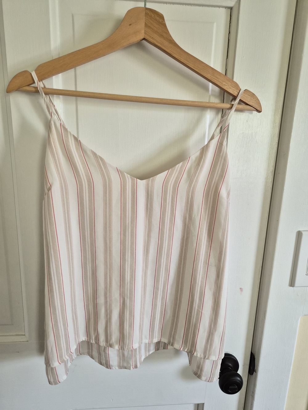 Forever 21 Cream Striped V-Neck Cami with Pink and Tan Stripes